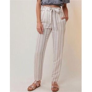 Express Striped Linen-blend Ankle Pant